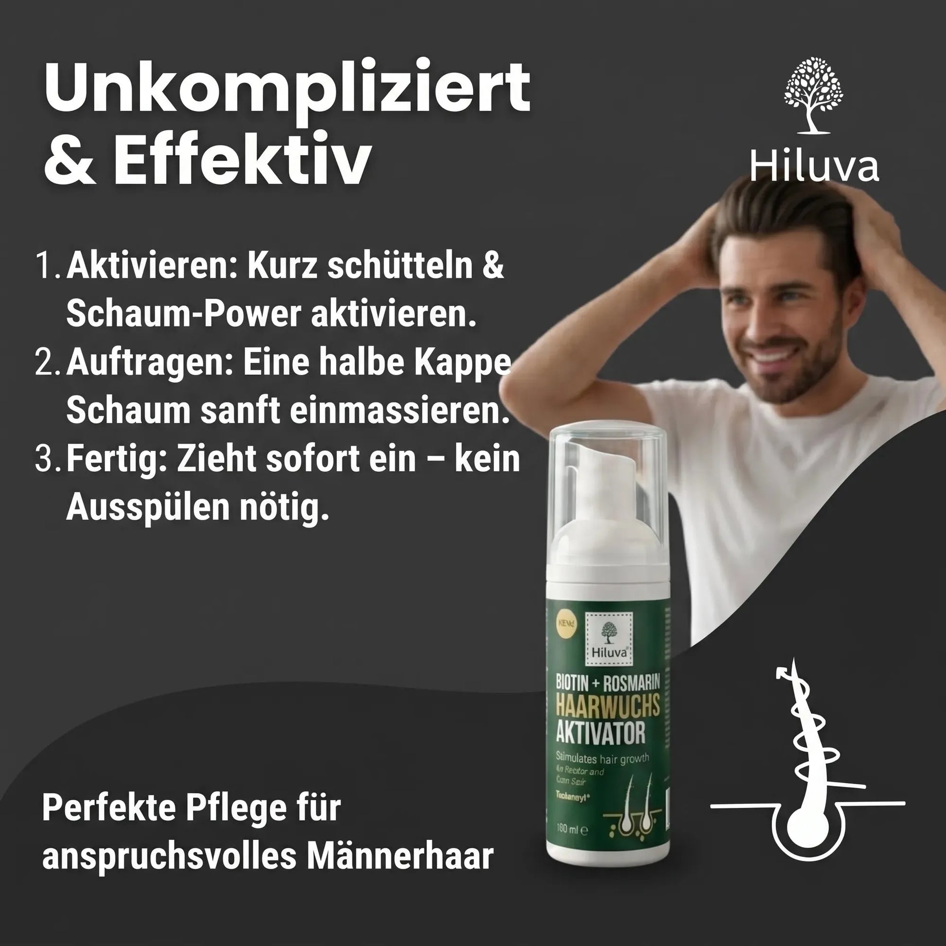 Biotin + Rosmarin MEN Schaum-Haarwuchs Aktivator Schaum-Hiluva